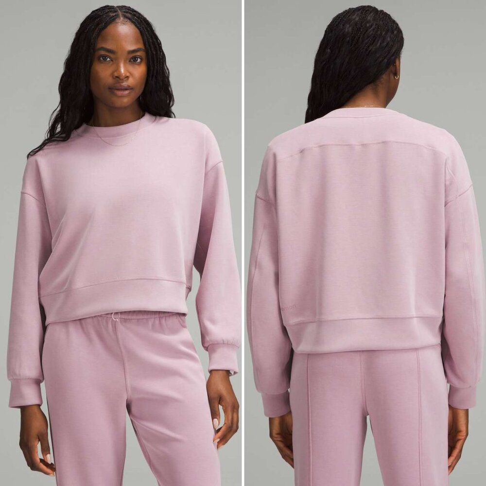 Lululemon Softstreme Perfectly Oversized Cropped Crew Rose Blush size 6